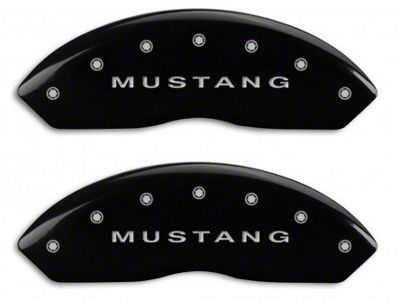 MGP Brake Caliper Covers with Tri-Bar Pony Logo; Black; Front and Rear (94-04 Mustang Cobra, Bullitt, Mach 1)