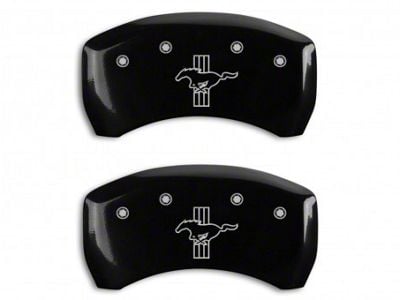 MGP Brake Caliper Covers with Tri-Bar Pony Logo; Black; Rear Only (05-14 Mustang GT)