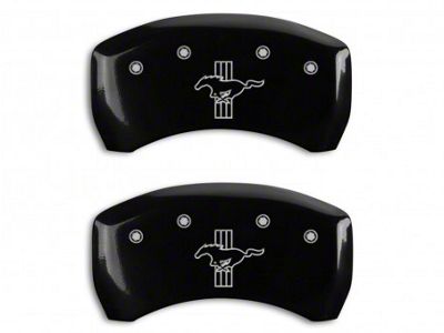 MGP Brake Caliper Covers with Tri-Bar Pony Logo; Black; Rear Only (05-14 Mustang GT)