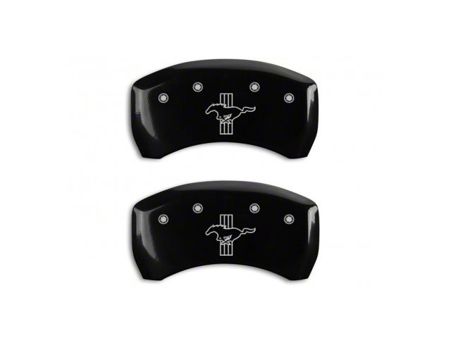 MGP Brake Caliper Covers with Tri-Bar Pony Logo; Black; Rear Only (05-14 Mustang GT)