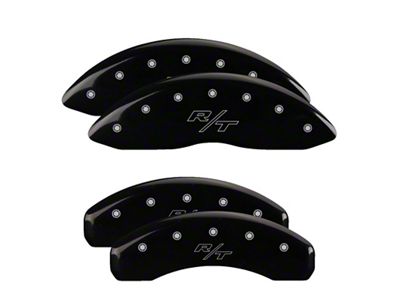 MGP Brake Caliper Covers with Vintage R/T Logo; Black; Front and Rear (08-14 Challenger SRT8; 2015 Challenger SRT 392; 15-23 Challenger Scat Pack w/ 4-Piston Front Calipers)