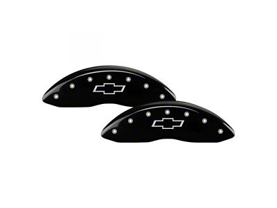 MGP Black Caliper Covers with Bowtie Logo; Front and Rear (98-02 Camaro)