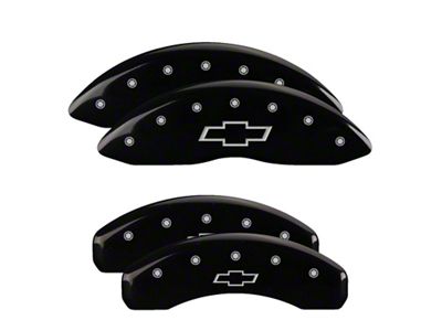 MGP Brake Caliper Covers with Bowtie Logo; Black; Front and Rear (10-15 Camaro LS, LT)
