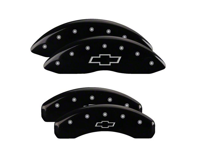 MGP Brake Caliper Covers with Bowtie Logo; Black; Front and Rear (2012 Camaro SS)