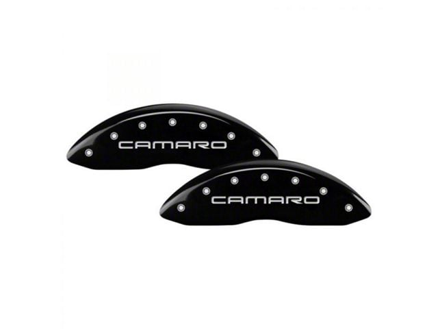 MGP Brake Caliper Covers with Camaro Logo; Black; Front and Rear (98-02 Camaro)