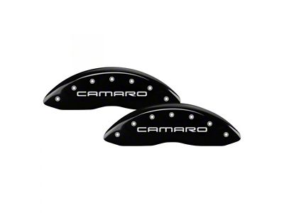 MGP Black Caliper Covers with Camaro Logo; Front and Rear (98-02 Camaro)