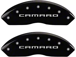 MGP Brake Caliper Covers with Camaro and RS Logo; Black; Front and Rear (16-24 Camaro LS & LT w/ Single Piston Front Calipers)