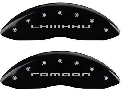 MGP Brake Caliper Covers with Camaro and SS Logo; Black; Front and Rear (10-15 Camaro SS)