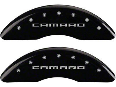 MGP Brake Caliper Covers with Camaro and SS Logo; Black; Front and Rear (16-24 Camaro SS)