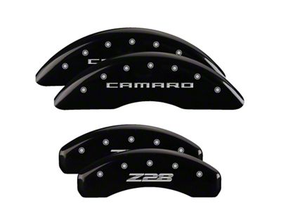 MGP Brake Caliper Covers with Camaro and Z28 Logo; Black; Front and Rear (12-15 Camaro ZL1)