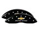 MGP Brake Caliper Covers with Chevy Racing Logo; Black; Front and Rear (10-15 Camaro LS, LT)