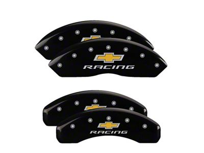 MGP Brake Caliper Covers with Chevy Racing Logo; Black; Front and Rear (16-24 Camaro LS & LT w/ Single Piston Front Calipers)