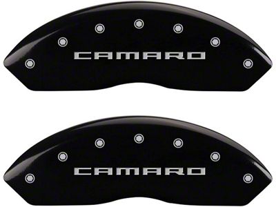 MGP Brake Caliper Covers with Gen 5/6 Camaro Logo; Black; Front and Rear (16-24 Camaro LS & LT w/ Single Piston Front Calipers)