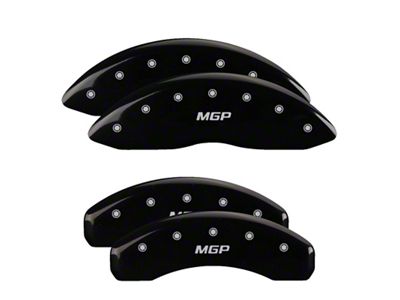 MGP Brake Caliper Covers with MGP Logo; Black; Front and Rear (10-15 Camaro LS, LT)
