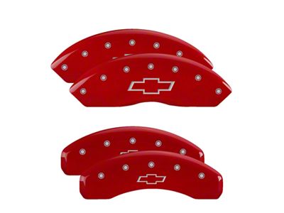 MGP Brake Caliper Covers with Bowtie Logo; Red; Front and Rear (16-24 Camaro LS & LT w/ Single Piston Front Calipers)