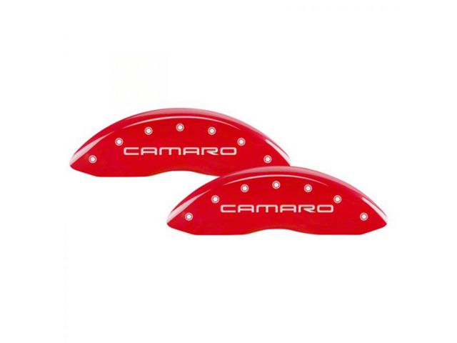 MGP Brake Caliper Covers with Camaro Logo; Red; Front and Rear (98-02 Camaro)