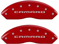 MGP Brake Caliper Covers with Camaro and RS Logo; Red; Front and Rear (16-24 Camaro LS & LT w/ Single Piston Front Calipers)