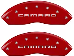 MGP Red Caliper Covers with Camaro and RS Logo; Front and Rear (16-23 Camaro LS & LT w/ Single Piston Front Calipers)