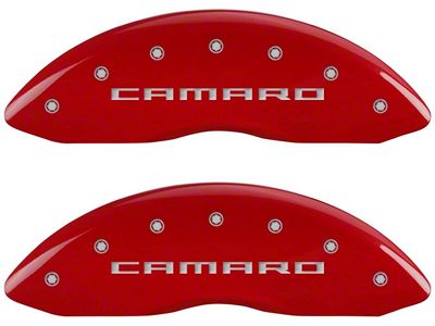 MGP Brake Caliper Covers with Camaro and SS Logo; Red; Front and Rear (2012 Camaro SS)