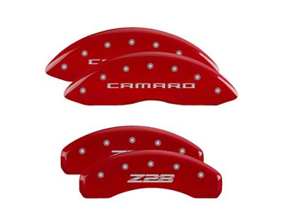 MGP Brake Caliper Covers with Camaro and Z28 Logo; Red; Front and Rear (10-15 Camaro SS)