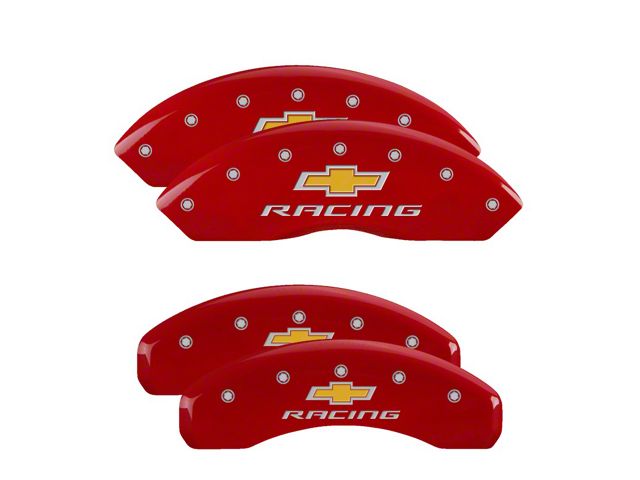 MGP Brake Caliper Covers with Chevy Racing Logo; Red; Front and Rear (16-24 Camaro LS & LT w/ Single Piston Front Calipers)