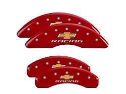 MGP Brake Caliper Covers with Chevy Racing Logo; Red; Front and Rear (16-24 Camaro SS)