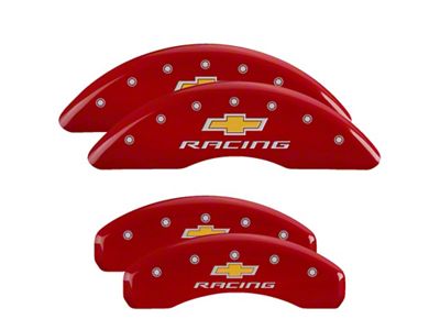 MGP Brake Caliper Covers with Chevy Racing Logo; Red; Front and Rear (16-24 Camaro SS)