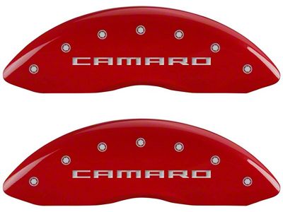 MGP Brake Caliper Covers with Gen 5/6 Camaro Logo; Red; Front and Rear (2012 Camaro SS)