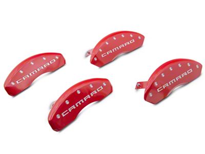 MGP Brake Caliper Covers with Gen 5/6 Camaro Logo; Red; Front and Rear (16-24 Camaro LS & LT w/ Single Piston Front Calipers)