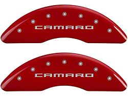 MGP Brake Caliper Covers with Gen 5/6 Camaro Logo; Red; Front and Rear (16-24 Camaro SS)