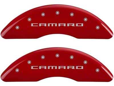 MGP Brake Caliper Covers with Gen 5/6 Camaro Logo; Red; Front and Rear (16-24 Camaro SS)
