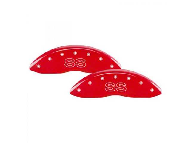 MGP Brake Caliper Covers with SS Logo; Red; Front and Rear (98-02 Camaro)