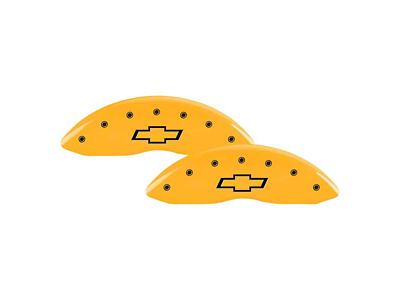 MGP Yellow Caliper Covers with Bowtie Logo; Front and Rear (98-02 Camaro)