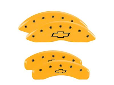 MGP Brake Caliper Covers with Bowtie Logo; Yellow; Front and Rear (10-15 Camaro LS, LT)