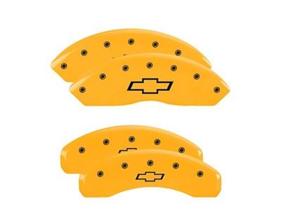 MGP Brake Caliper Covers with Bowtie Logo; Yellow; Front and Rear (16-24 Camaro LS & LT w/ Single Piston Front Calipers)