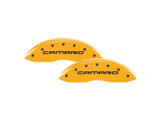 MGP Brake Caliper Covers with Camaro Logo; Yellow; Front and Rear (98-02 Camaro)