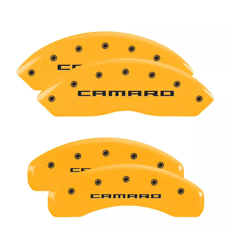 MGP Camaro Brake Caliper Covers with Camaro Logo; Yellow; Front and