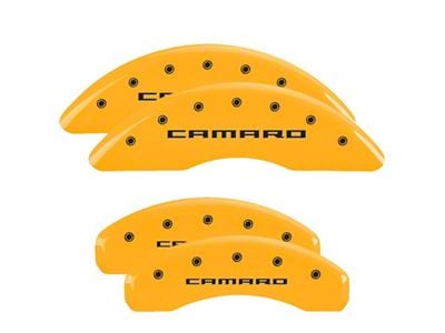 MGP Brake Caliper Covers with Camaro Logo; Yellow; Front and Rear (18-24 Camaro LT w/ 1LE Package)