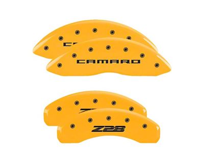 MGP Brake Caliper Covers with Camaro and Z28 Logo; Yellow; Front and Rear (10-15 Camaro SS)