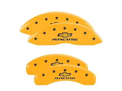 MGP Brake Caliper Covers with Chevy Racing Logo; Yellow; Front and Rear (10-15 Camaro LS, LT)