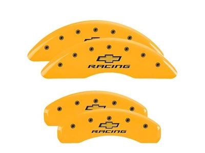 MGP Brake Caliper Covers with Chevy Racing Logo; Yellow; Front and Rear (16-24 Camaro SS)
