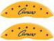 MGP Brake Caliper Covers with Cursive Camaro Logo; Yellow; Front and Rear (10-15 Camaro LS, LT)