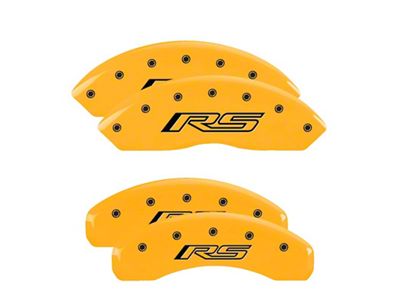 MGP Brake Caliper Covers with RS Logo; Yellow; Front and Rear (16-24 Camaro LS & LT w/ Single Piston Front Calipers)