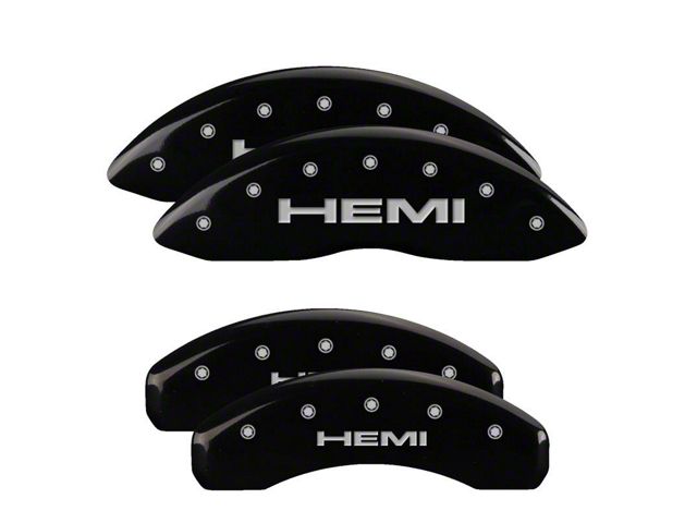 MGP Brake Caliper Covers with HEMI Logo; Black; Front and Rear (08-14 Challenger SRT8; 2015 Challenger Scat Pack, SRT 392)