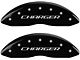 MGP Brake Caliper Covers with Charger Logo; Black; Front and Rear (09-10 Challenger SE)