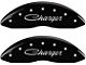 MGP Brake Caliper Covers with Cursive Charger Logo; Black; Front and Rear (09-10 Challenger SE)