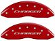 MGP Brake Caliper Covers with Charger and R/T Logo; Red; Front and Rear (09-10 Challenger SE)