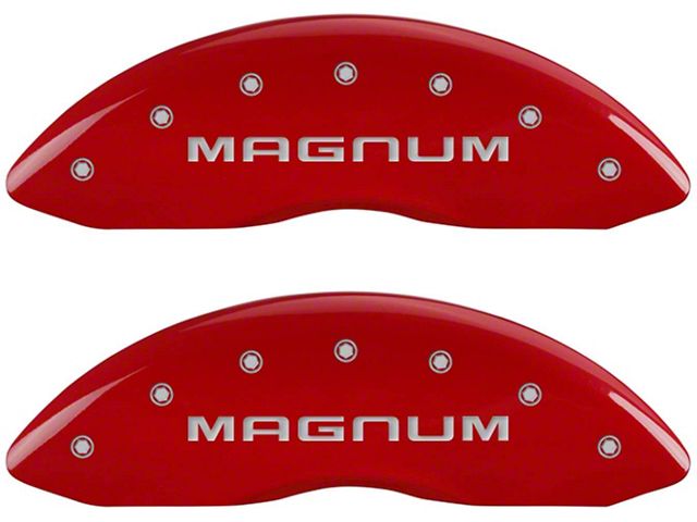 MGP Brake Caliper Covers with Magnum Logo; Red; Front and Rear (08-14 Challenger SRT8; 2015 Challenger SRT 392; 15-23 Challenger Scat Pack w/ 4-Piston Front Calipers)