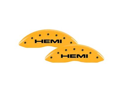 MGP Brake Caliper Covers with HEMI Logo; Yellow; Front and Rear (08-14 Challenger SRT8; 2015 Challenger Scat Pack, SRT 392)