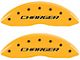 MGP Brake Caliper Covers with Charger and R/T Logo; Yellow; Front and Rear (11-23 Challenger R/T; 2014 Challenger Rallye Redline; 17-23 Challenger GT, T/A; 12-23 Challenger SXT w/ Dual Piston Front Calipers)